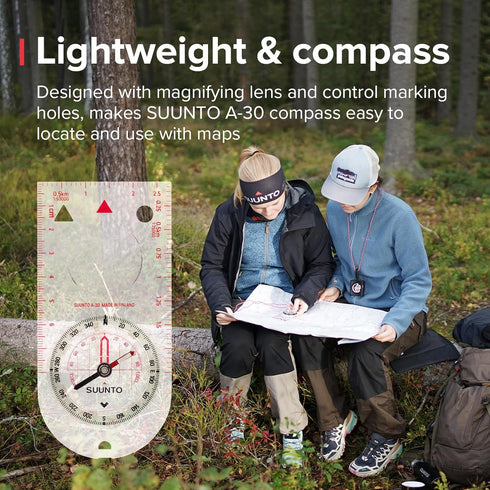 SUUNTO A-30 Compact Hiking Compass with Luminous Markings for Low Light