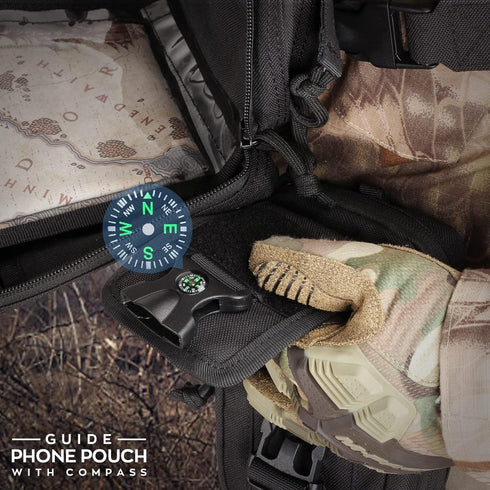 WYNEX Tactical Compass Phone Pouch - Large Molle Smartphone Holster Case with Carabiner