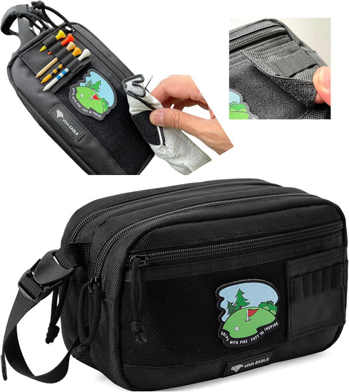 Golf Pouch Bag for Balls Accessories, Customizable with Hook-and-Loop Panel, Ideal Golfer Gift