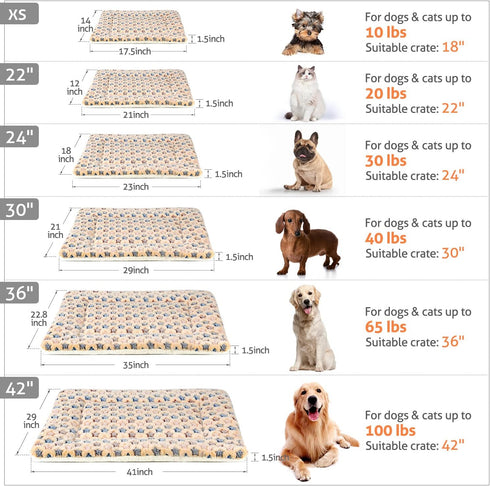 Mora Pets Dog Bed Crate Pad, Ultra Soft with Cute Star Print, Washable Mat for Large Medium Small Dogs, Reversible