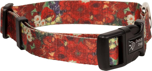 DutchDog Amsterdam Eco-Friendly Van Gogh Dog Collar, Red Poppies, Large (20-25 in)