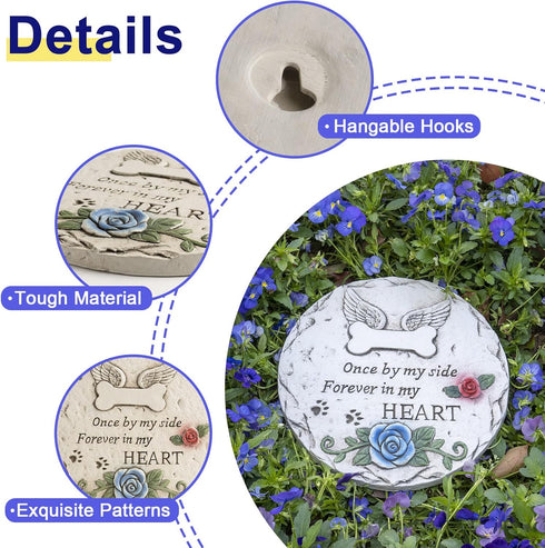 Pet Memorial Stone for Loss Dog or Cat, Sympathy Bereavement Gifts, Pet Grave Markers with Paw Prints