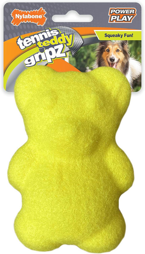 Nylabone Power Play Tennis Teddy Gripz Bear Dog Toy, Medium (1 Count)