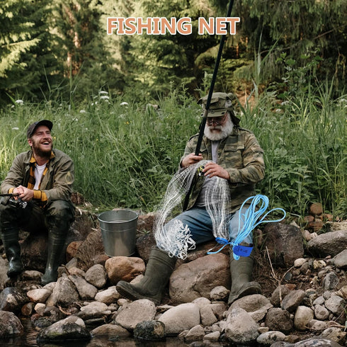 RUNROTOO 1.2m Hand Throw Cast Net Fishing Gear with Weighted Steel Sinkers Monofilament Mesh Net for Freshwater