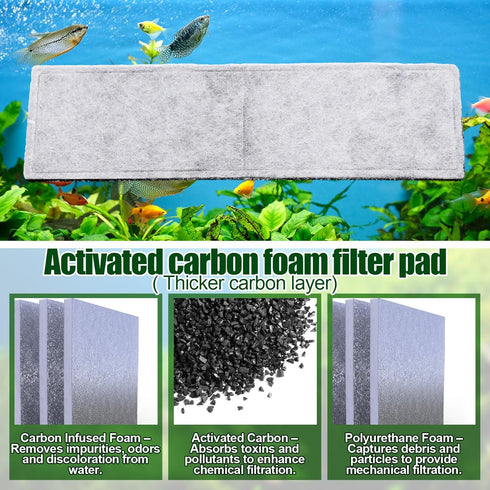 Pangda 12 U4 Pcs Carbon Filter Foam Pads and Foam Filters Compatible with Range of Internal Underwater Sponge Aquarium