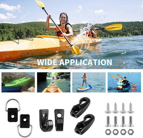 Kayak Deck Rigging Kit, 8 Feet Bungee Cord with Hooks and Fishing D-Ring for Kayak Boat Canoe