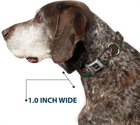 Buckle-Down Kawaii Groot Dog Collar - 2-Poses/Guardians Badge Browns/Green, 1.5" Wide, Fits 18-32" Neck, Large
