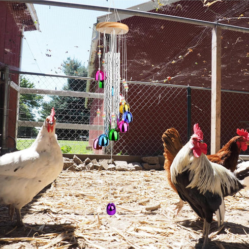 lasuroa Colorful Chicken Wind Chime Toy, Chicken Enrichment Coop Accessories Supplies Toys for Outside Wind Chimes Art