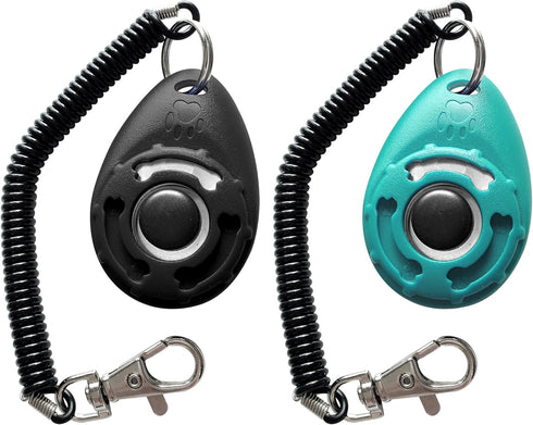 Pet Training Clicker with Wrist Strap, Dog Training Clickers (New Black + Blue)