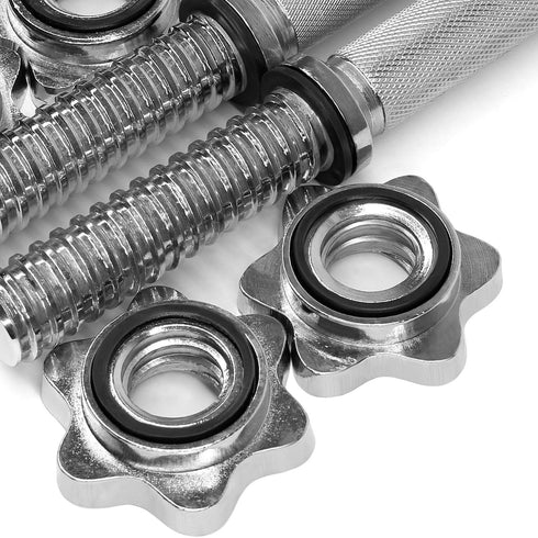Yes4All Pair of Threaded Dumbbell Handles, Chrome/Rubber Grip, Fit 1” Plates, 14/16/18/24 inch