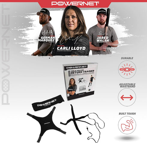 PowerNet Carli Lloyd Soccer Solo Trainer, Adjustable Waist Attachment, Fits Size 3 4 5 Balls, Great for Goalkeeper