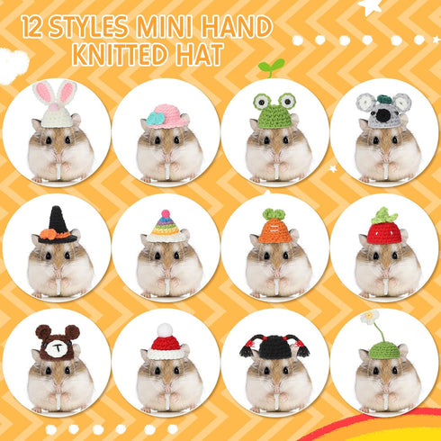 12 Pcs Mini Hamster Hats - Cute Tiny Hats for Small Animals, Holiday Party Costume Accessories
