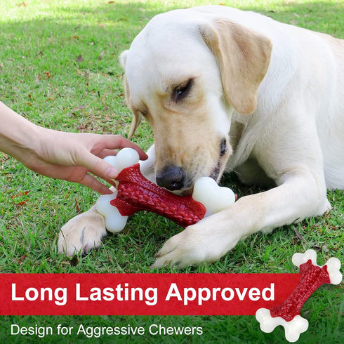 Tough Dog Toys for Large Breeds - Indestructible Nylon Bone Chew Toy for Aggressive Chewers, Extreme Chew Toys