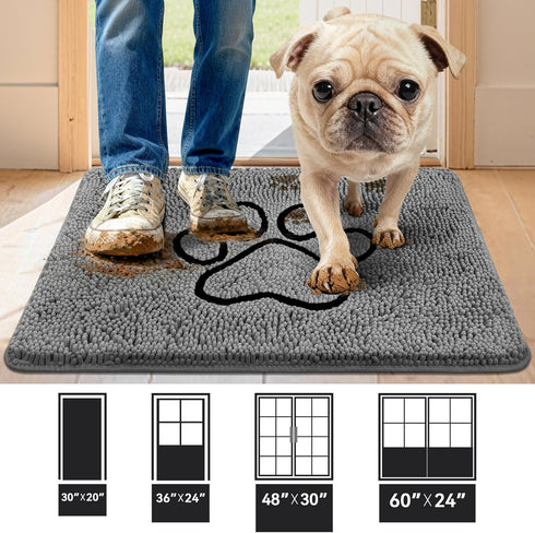 30"*20" Bcoimo Super Absorbent Dog Door Mat, Anti Slip Mat for Muddy Paws, Pet Rugs for Dirty Paws Washable that