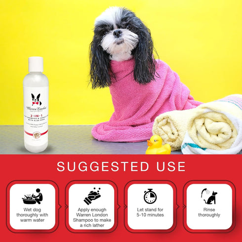 2-in-1 8 oz Warren London Puppy Shampoo & Conditioner | Tearless Baby-Powder Scent | Moisturizing Aloe & Shea Butter