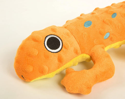 goDog Amphibianz Gecko Squeaky Plush Dog Toy - Large, Chew Guard Technology, Orange