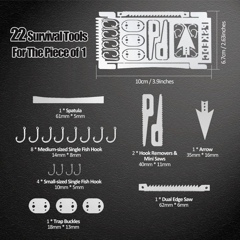 Survival Card Multitool Camping Kit, 9PCS Portable Survival Tool with Fishing Line Gear, Credit Card Wallet with Felt