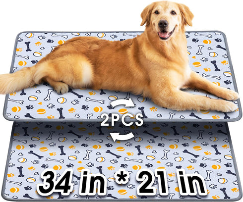 Hompet Washable Pee Pads for Dogs, 34"x21", 2-Pack Thick Heavy Absorbency Reusable