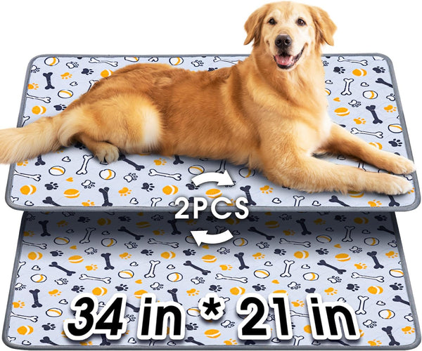 Hompet Washable Pee Pads for Dogs, 34"x21", 2-Pack Thick Heavy Absorbency Reusable
