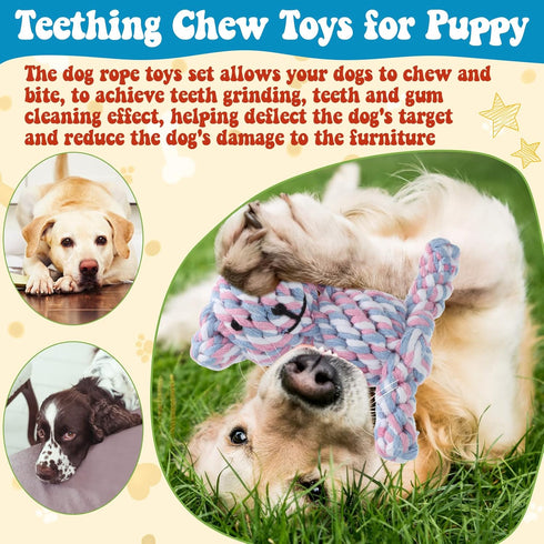 Sumind 12 Pcs Dog Rope Toys for Aggressive Chewers - Valentine Gifts for Puppy Playtime (12 Styles)