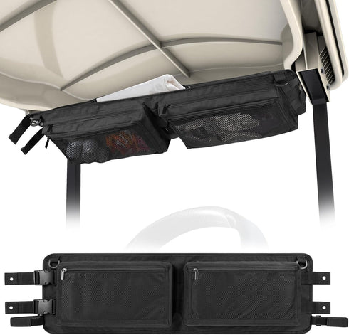 Golf Cart Ceiling Storage Bag, Overhead Organizer Bag for Club Car Precedent, Tempo, Onward, Black