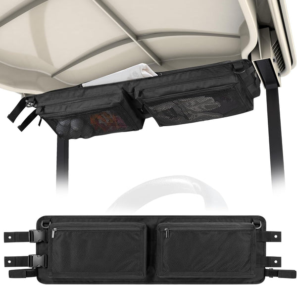 Golf Cart Ceiling Storage Bag, Overhead Organizer Bag for Club Car Precedent, Tempo, Onward, Black
