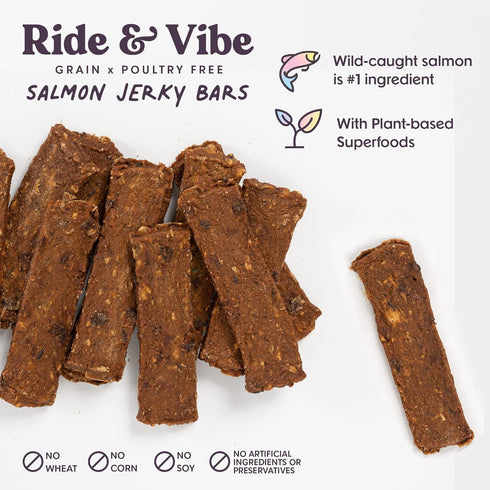 5 Oz Bundle x Joy Ride & Vibe Salmon Jerky for Dogs - Bag, Natural Superfood - Corn, Poultry, Soy & Grain Free Salmon