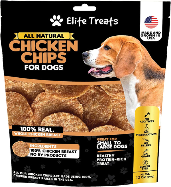 Chicken Chips 12 oz, Dehydrated Chicken Dog Treats, All Natural, Single Ingredient,
