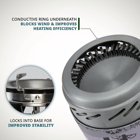 HikeCrew Portable Gas Powered Stove Top & Cooking System with 1L Pot, Perfect for Camping, Hiking, Backpacking