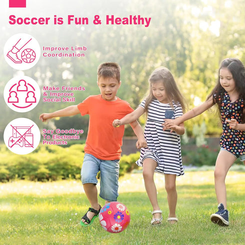 Size 3 Soccer Ball - Girls Soccer Ball Size 3, Pink Sports Training Ball for Kids Aged 4-6, Birthday Gifts
