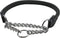 Rolled Genuine Leather Martingale Dog Collar Choker Black, 7 Sizes (#7 - Neck Circumf. 17.5"-19.5")