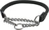 Rolled Genuine Leather Martingale Dog Collar Choker Black, 7 Sizes (#7 - Neck Circumf. 17.5"-19.5")