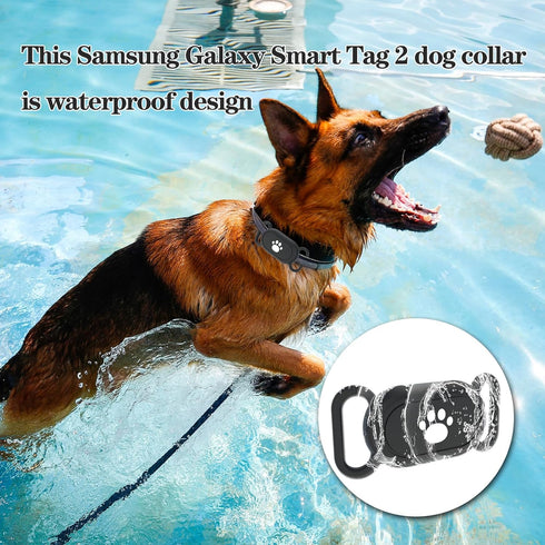 Waterproof Dog Collar Holder for Samsung Galaxy SmartTag2, Silicone GPS Tracker Loop Holder, Anti-Lost Case (Black)