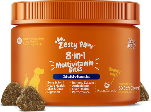 Zesty Paws Dog Multivitamin, Chewable Dog Vitamins and Supplements for Hip &