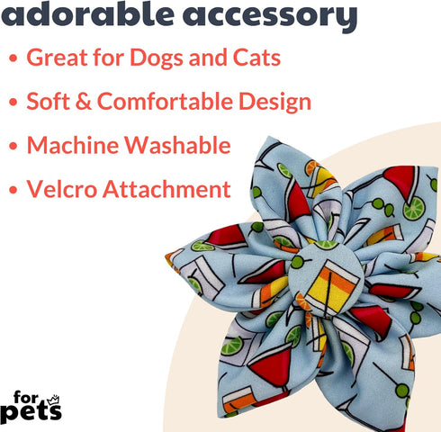 Huxley & Kent Pet Pinwheel | Cocktail Party (Small) | Velcro Collar Accessory for Dogs/Cats, Cute and Comfortable