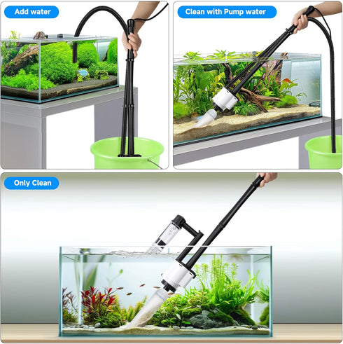 AQQA 8-in-1 Electric Fish Tank Cleaner, Aquarium Gravel Vacuum and Water Changer for Turtle Fish Tank