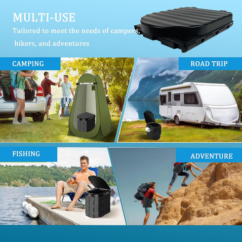 300LBS Portable Folding Toilet for Adults Camping, Weight Capacity Porta Potty with Removable Toilet Paper Holder