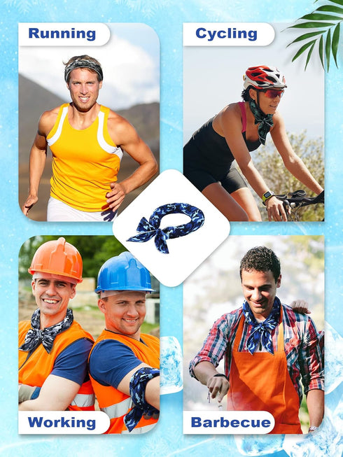 Janmercy 10 Pcs Tie Dye Cooling Neck Wraps - Ice Bandanas for Men Women Camping Running Outdoor Sports