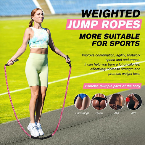 Weighted Jump Rope for Women, Heavy Exercise Jumpropes for Fitness, Home Gym Workout Equipment, Total Body Workout