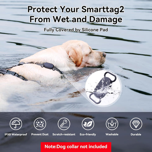 Waterproof Silicone Case Holder for Galaxy Smarttag2, 2 Pack Pet Collars, Anti-Lost Scratch Resistant Cover for Samsung