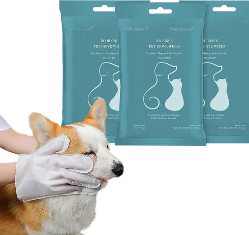 Winter Nessity for Senior Dogs: 10pcs Free Rinse Dog Wipes, Grooming Gloves and Pet Wipes with Lotion Formula