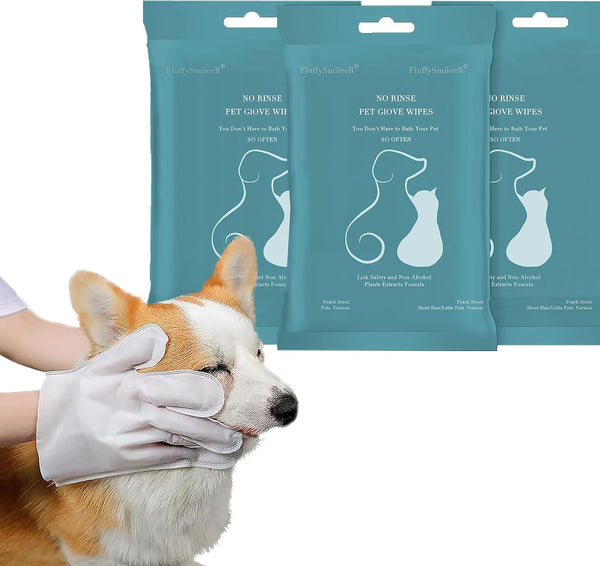 Winter Nessity for Senior Dogs: 10pcs Free Rinse Dog Wipes, Grooming Gloves and Pet Wipes with Lotion Formula