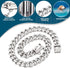 Chain Dog Collar - 15mm Silver Cuban Link with Snap Buckle, Silver Plated Stainless Steel, Includes Dog Tag & Bell (24")