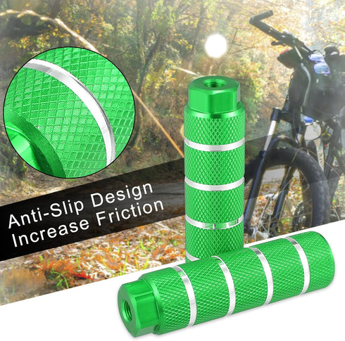 X AUTOHAUX 4pcs Aluminum Alloy Rear Foot Pegs, Universal Green Footrests for BMX MTB Bike Fit 3/8 Inch Axles