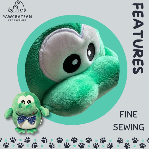 7-Inch Plush Squeaky Toy for Small Dogs - Washable Green Frog