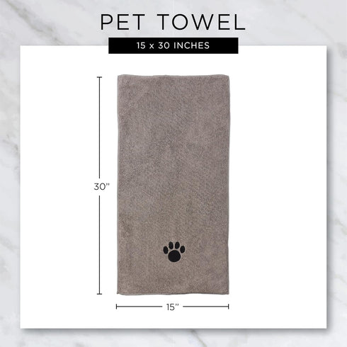 Bone Dry Pet Grooming Towel Collection, Absorbent Microfiber Drying Set, 15x30, Hunter Green, 3 Count