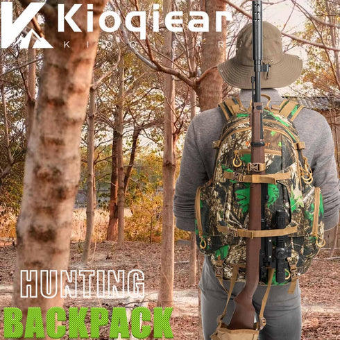 Hunting Backpack, Outdoor Gear Pack with Rain Cover, Durable Large Capacity Day Pack (KHAKI CAMO)