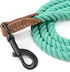 Mile High Life Dog Leash, Braided Cotton Rope with Leather Tip, 4 Feet Heavy Duty Metal Clasp Wedding Dog Leash (Green,