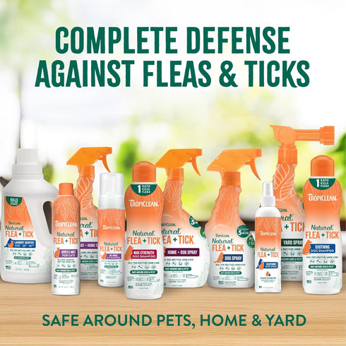 20oz TropiClean Max Strength Flea and Tick Shampoo Treatment for Dogs, Powerful & Natural Defense, Prevention for Large