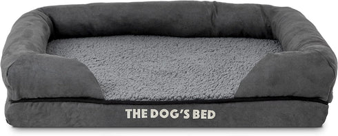 The Dog’s Bed Orthopedic Small Plush Grey Dog Bed, Memory Foam for Pain Relief, Waterproof Washable Cover